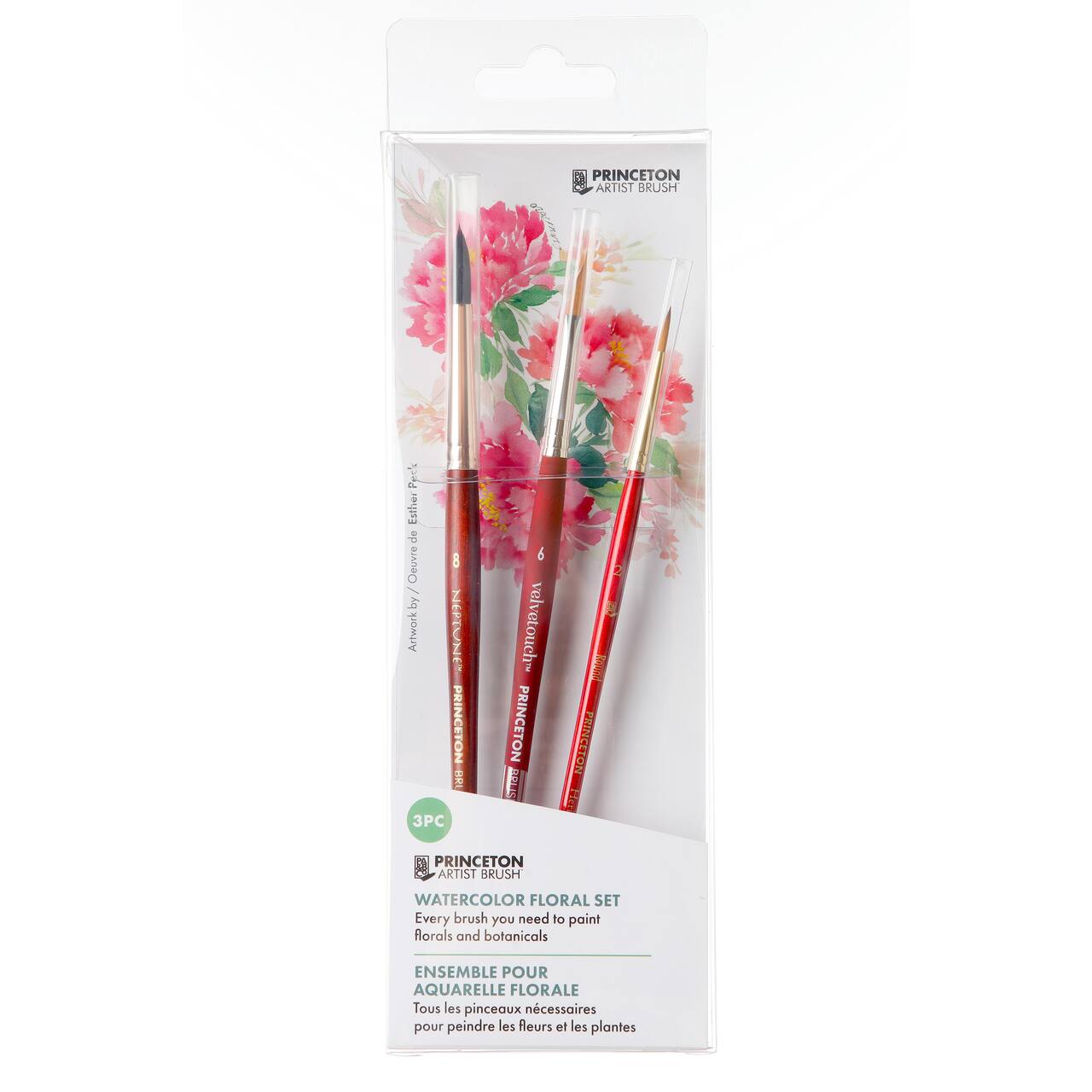 12 Pack: Princeton™ Watercolor Floral 3 Piece Brush Set